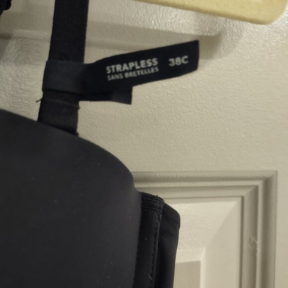 NWT AERIE Real Happy Strapless Push Up Bra Black Size 38C Removable Straps Clear - Picture 5 of 8